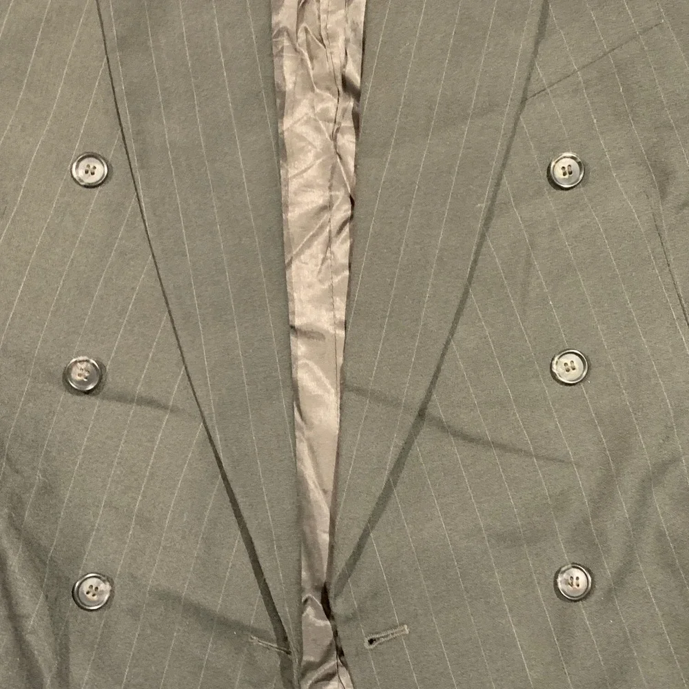 Kilburne and‎ Finch Mens 43R Gray Pinstripe Double Breasted Blazer Wool Blend